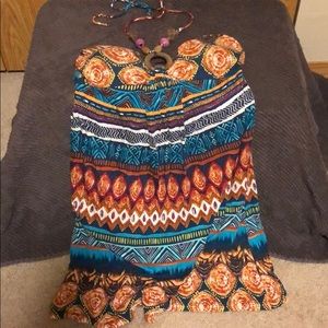 Halter top, with beaded necklace tie